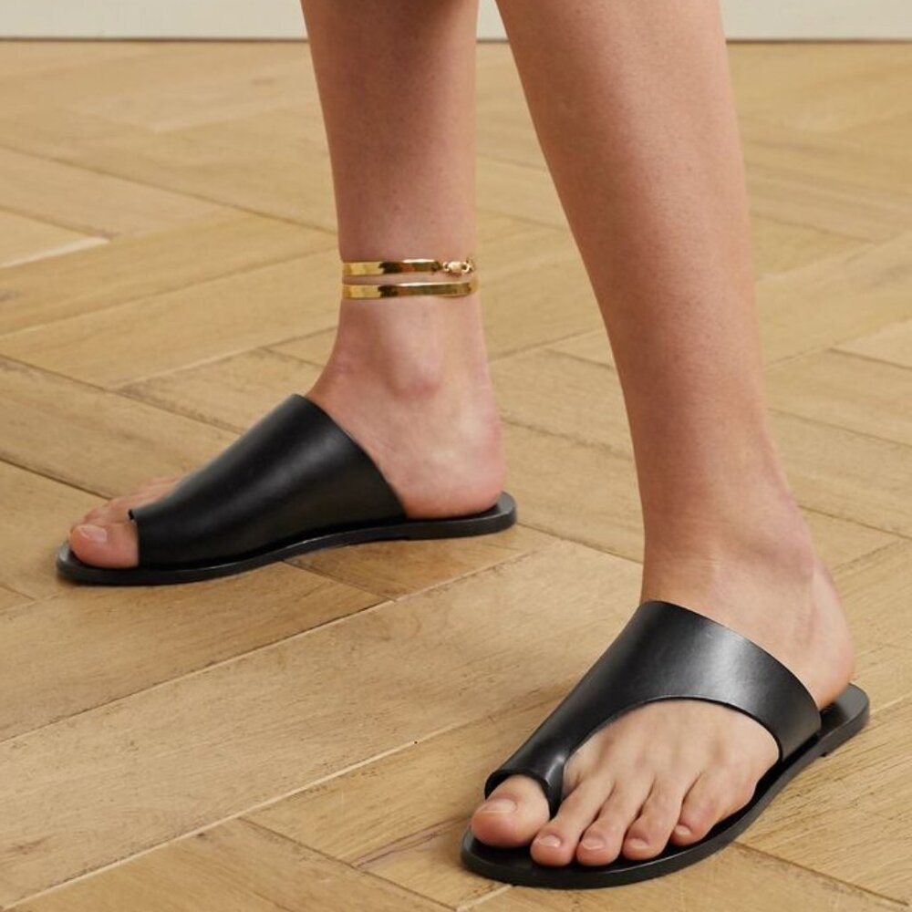 ATP ATELIER ROSA VACCHETTA LEATHER SIZE EU41 BLACK SANDALS